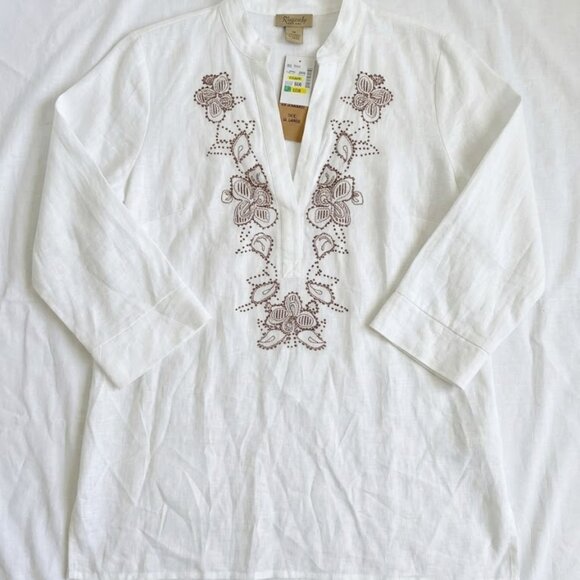 NWT Peck & Peck Weekend White Embroidered Boho Tunic XL - Picture 8 of 14
